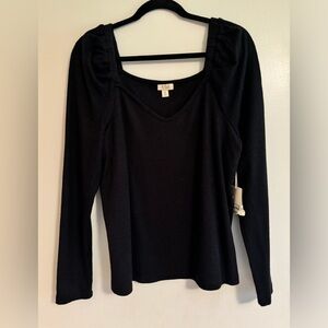 Square neck flounce sleeve shirt